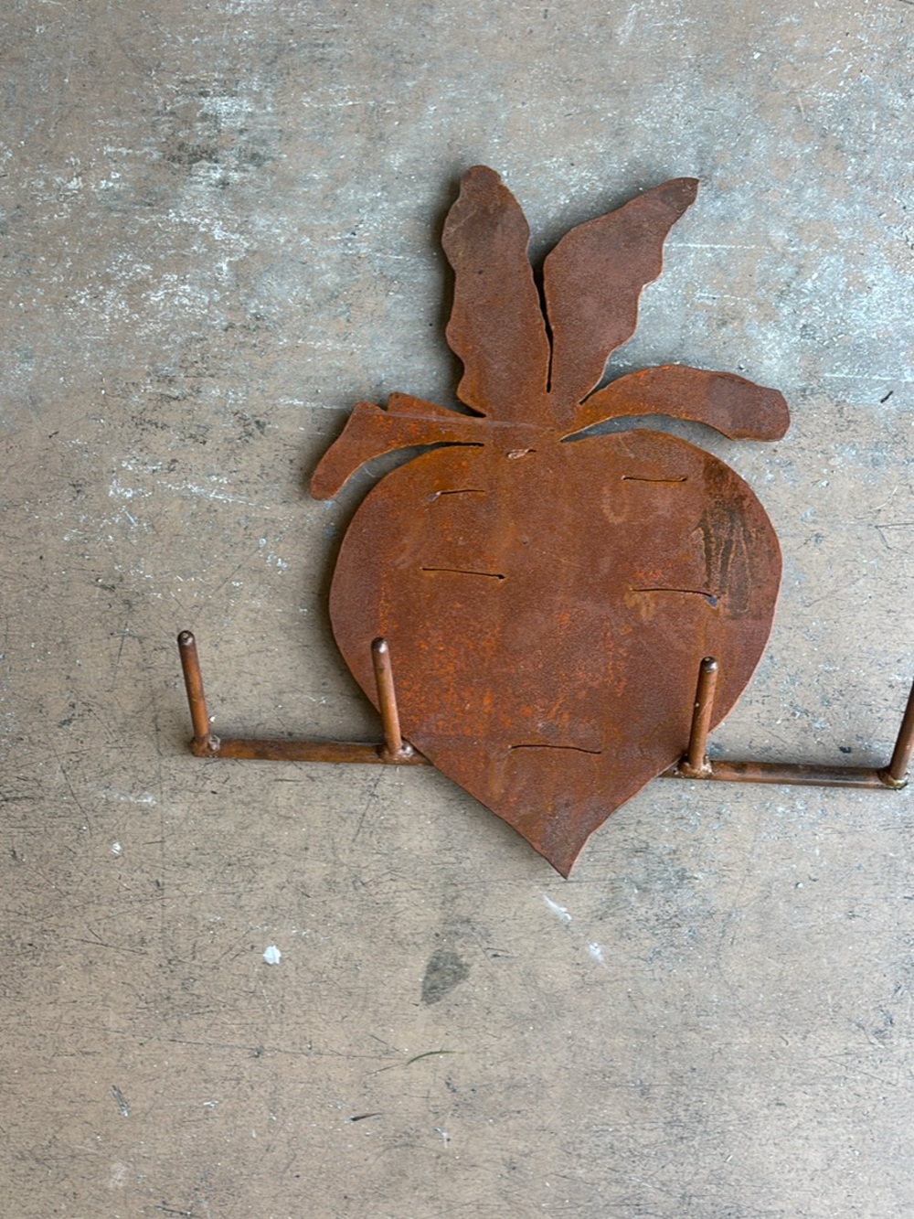 Rust Metal radish Wall Hook - Rustic Home Wall Decor